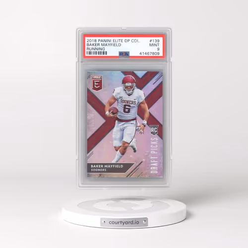 2018 Panini Elite Draft Picks Collegiate #139 Baker Mayfield - Running (PSA 9 MINT)