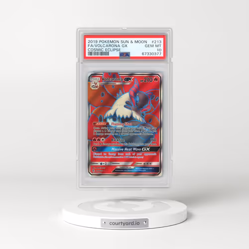 2019 Pokémon Sun & Moon Cosmic Eclipse #213 Volcarona GX - Holo Full Art (PSA 10 GEM MINT)