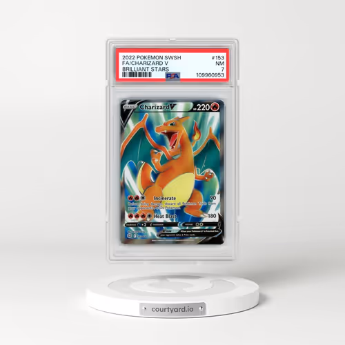 2022 Pokémon Sword & Shield Brilliant Stars #153 Charizard V - Holo Full Art (PSA 7 NM)