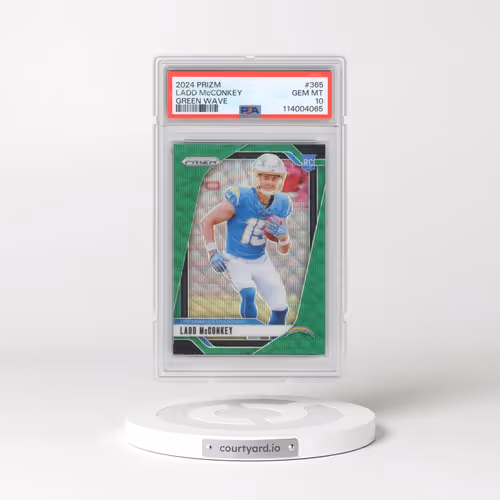 2024 Panini Prizm #365 Ladd McConkey - Green Wave (PSA 10 GEM MINT)