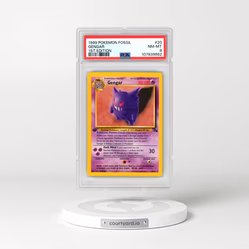 1999 Pokémon Fossil #20 Gengar - 1st Edition (PSA 8 NM-MT)
