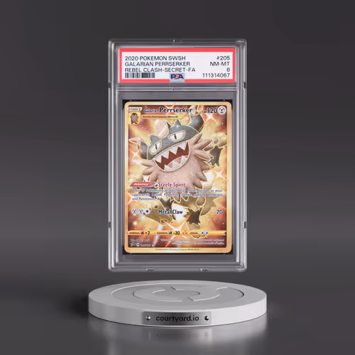 2020 Pokémon Sword & Shield Rebel Clash #205 Galarian Perrserker - Full Art Secret (PSA 8 NM-MT)