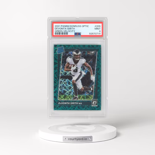 2021 Panini Donruss Optic #205 DeVonta Smith - Green Velocity (PSA 9 MINT)