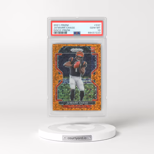2021 Panini Prizm #337 JA'Marr Chase - Disco Prizm (PSA 10 GEM MINT)