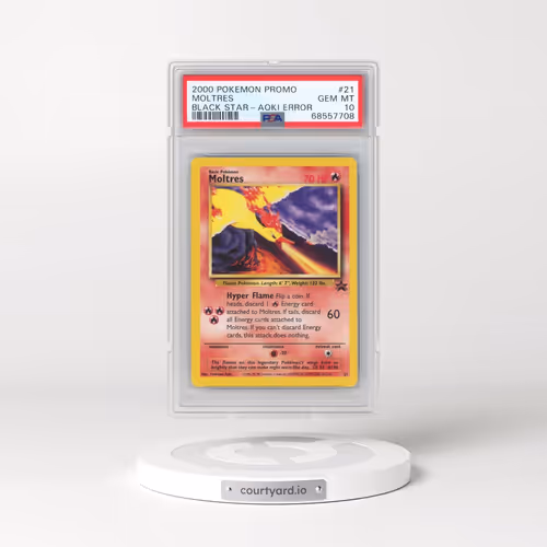 2000 Pokémon Promo Black Star #21 Moltres - Toshinao Aoki Error (PSA 10 GEM MINT)