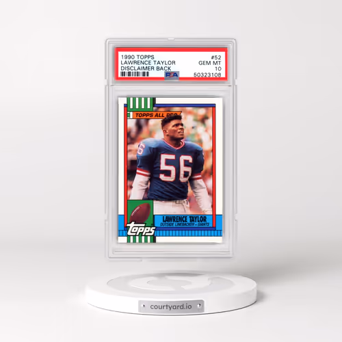 1990 Topps #52 Lawrence Taylor - Disclaimer Back (PSA 10 GEM MINT)