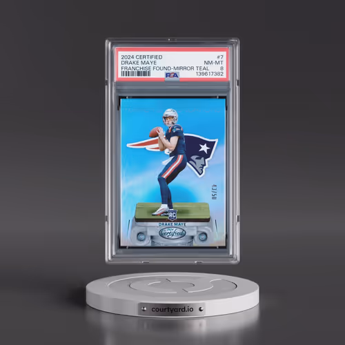2024 Panini Certified Franchise Foundations #7 Drake Maye - Mirror Teal (PSA 8 NM-MT)