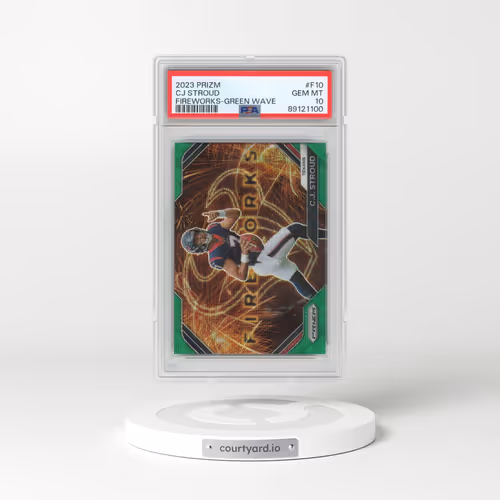 2023 Panini Prizm Fireworks #F10 CJ Stroud - Green Wave (PSA 10 GEM MINT)