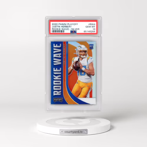 2020 Panini Playoff Rookie Wave #RW4 Justin Herbert - Silver (PSA 10 GEM MINT)