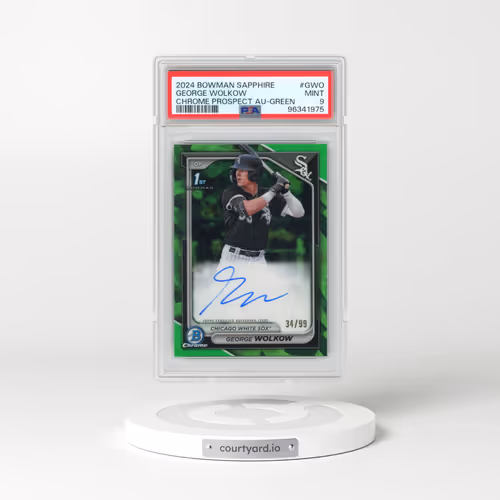 2024 Bowman Sapphire Edition Chrome Prospects Sapphire Autographs #GWO George Wolkow - Green (PSA 9