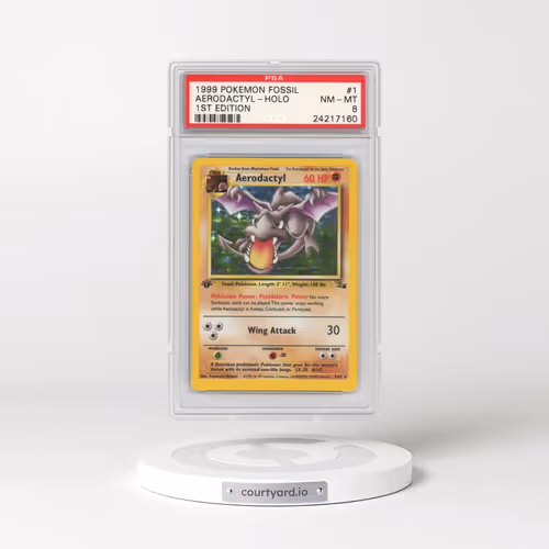 1999 Pokémon Fossil #1 Aerodactyl - 1st Edition Holo (PSA 8 NM-MT)
