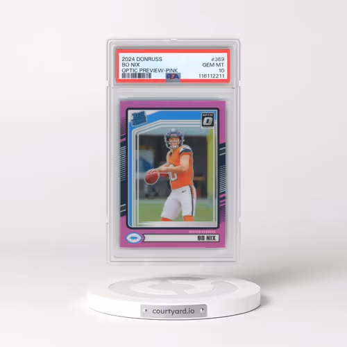 2024 Panini Donruss #369 Bo Nix - Optic Preview-Pink (PSA 10 GEM MINT)