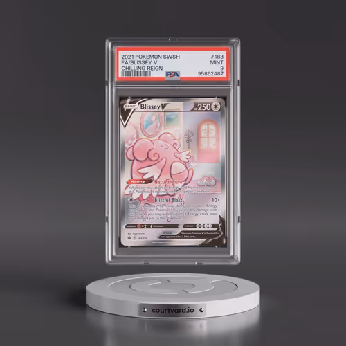 2021 Pokémon Sword & Shield Chilling Reign #183 Blissey V - Holo Full Art (PSA 9 MINT)