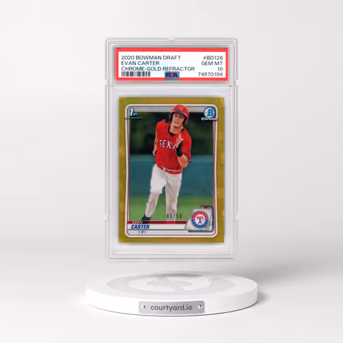2020 Bowman Draft #BD126 Evan Carter - Chrome-Gold Refractor (PSA 10 GEM MINT)