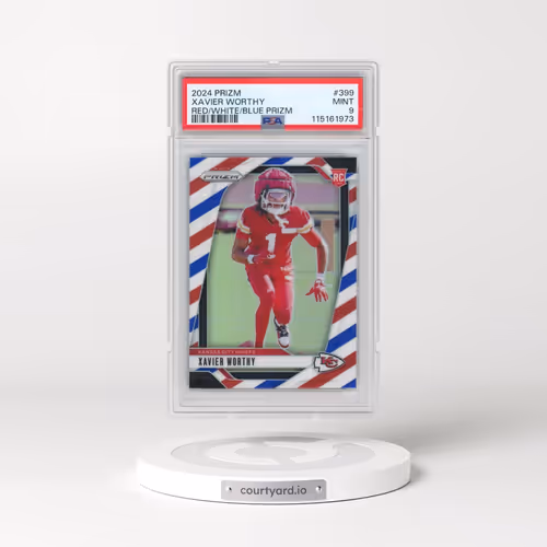 2024 Panini Prizm #399 Xavier Worthy - Red/White/Blue Prizm (PSA 9 MINT)
