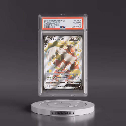 2021 Pokémon Sword & Shield Shining Fates #SV105 Rillaboom V - Holo Full Art (PSA 10 GEM MINT)