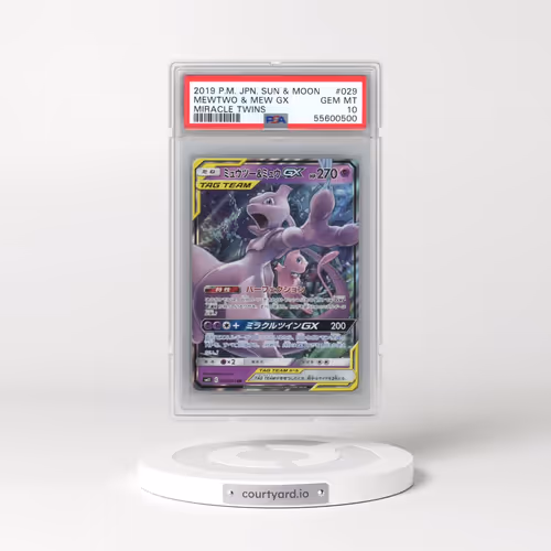 2019 Pokémon Sun & Moon Miracle Twins #029 Mewtwo & Mew GX - Holo (PSA 10 GEM MINT)