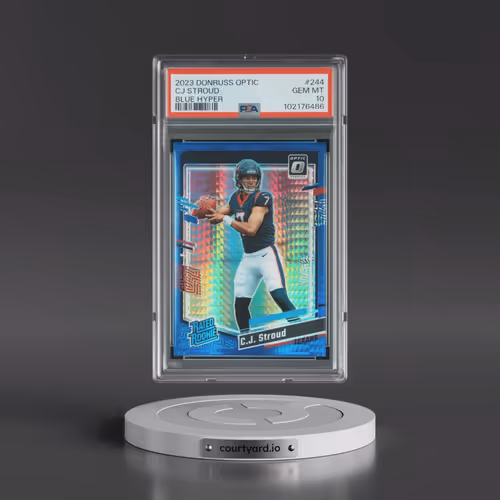 2023 Panini Donruss Optic #244 CJ Stroud - Blue Hyper (PSA 10 GEM MINT)
