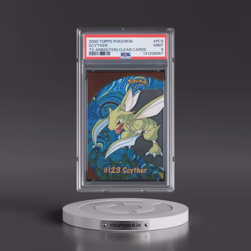 2000 Topps Pokémon TV Animation Clear Cards #PC9 Scyther (PSA 9 MINT)
