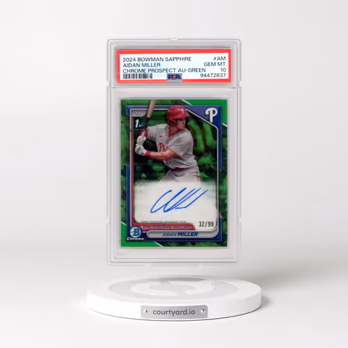 2024 Bowman Sapphire Edition Chrome Prospects Sapphire Autographs #AM Aidan Miller - Green (PSA 10 G