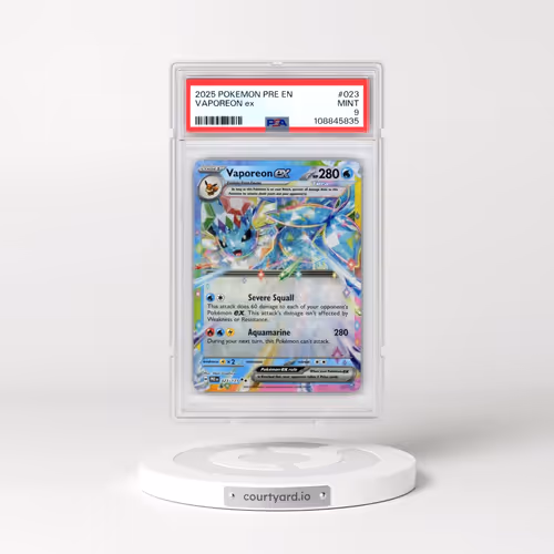 2025 Pokémon Pre EN-Prismatic Evolutions #023 Vaporeon EX - Holo (PSA 9 MINT)