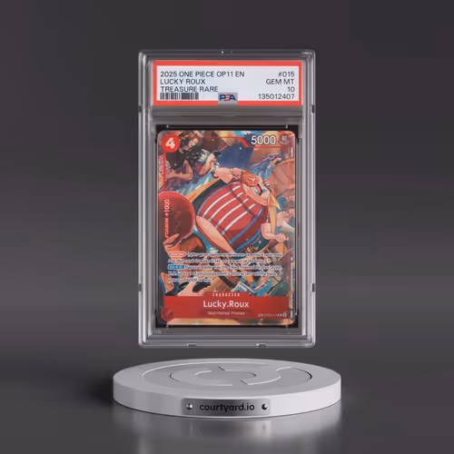 2025 One Piece OP11-A Fist of Divine Speed #015 Lucky Roux - Treasure Rare (PSA 10 GEM MINT)