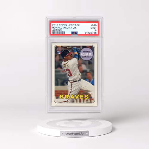 2018 Topps Heritage #580 Ronald Acuna Jr. - Action (PSA 9 MINT)