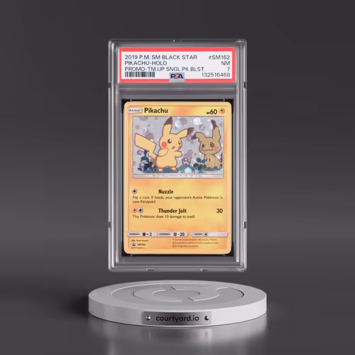 2019 Pokémon SM Black Star Promo #SM162 Pikachu - Holo Team Up Single Pack Blisters (PSA 7 NM)