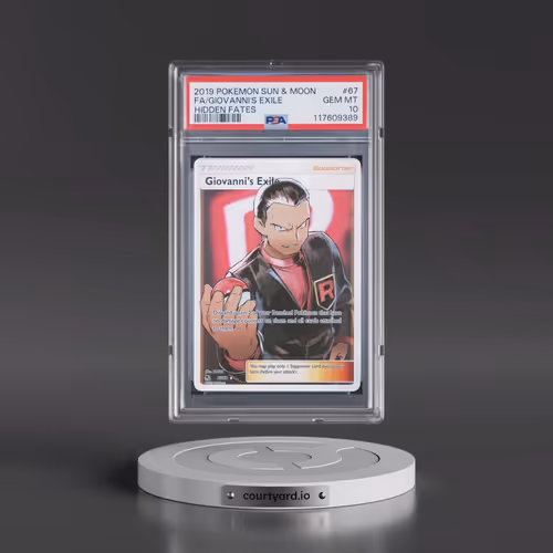 2019 Pokémon Sun & Moon Hidden Fates #67 Giovanni's Exile - Full Art (PSA 10 GEM MINT)