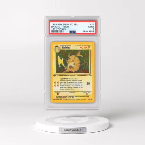 1999 Pokémon Fossil #14 Raichu - 1st Edition Holo (PSA 9 MINT)