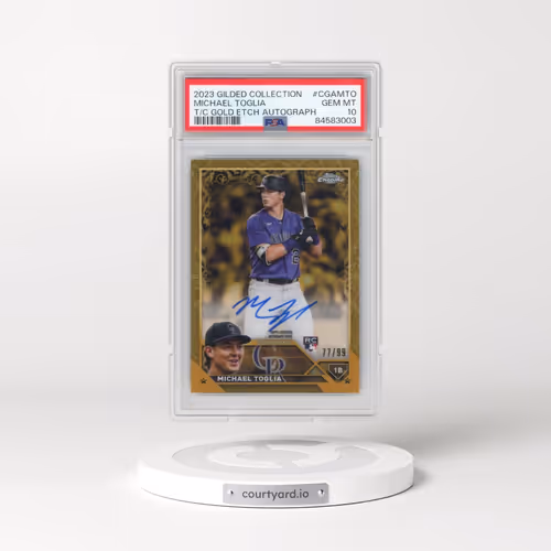2023 Topps Gilded Collection Topps Chrome Gold Etch Autographs #CGAMTO Michael Toglia (PSA 10 GEM MI