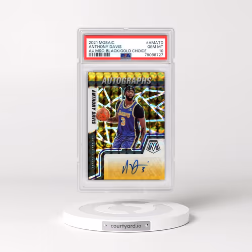 2021 Panini Mosaic Autographs Mosaic #AMATD Anthony Davis - Black/Gold Choice (PSA 10 GEM MINT)