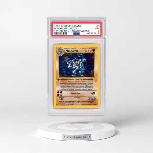 1999 Pokémon Game #8 Machamp - 1st Edition Holo Shadowless (PSA 7 NM)