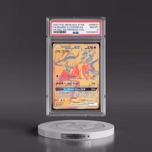 2021 Pokémon SM Black Star Promo #SM247 Reshiram & Charizard GX - Holo Full Art Reshiram & Charizard
