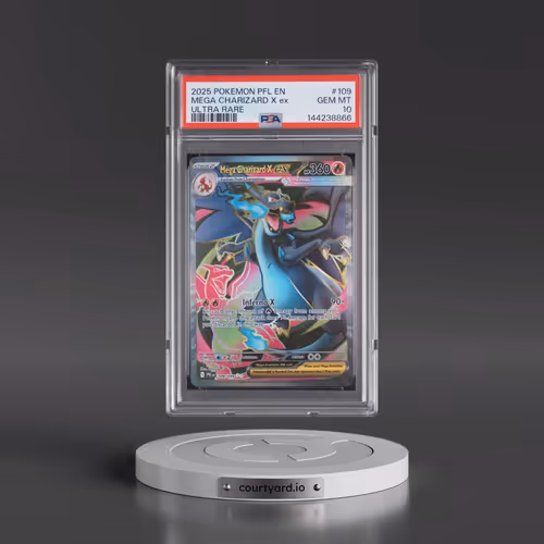 2025 Pokémon Pfl EN-Phantasmal Flames #109 Mega Charizard X EX - Holo Ultra Rare (PSA 10 GEM MINT)