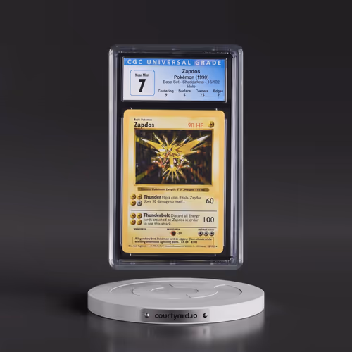 1999 Base Set #16/102 Zapdos - Shadowless Shadowless Holo (CGC 7 NM)