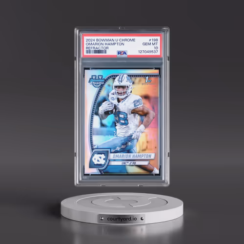 2024 Bowman University Chrome #198 Omarion Hampton - Refractor (PSA 10 GEM MINT)