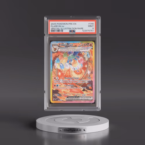 2025 Pokémon Pre EN-Prismatic Evolutions #146 Flareon EX - Holo Special Illustration Rare (PSA 9 MIN