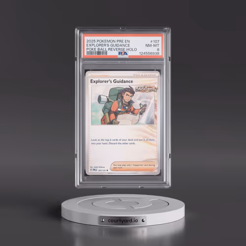2025 Pokémon Pre EN-Prismatic Evolutions #107 Explorer's Guidance - Reverse Holo Poke Ball (PSA 8 NM