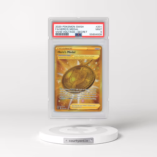 2020 Pokémon Sword & Shield Vivid Voltage #201 Hero's Medal - Full Art Secret (PSA 9 MINT)