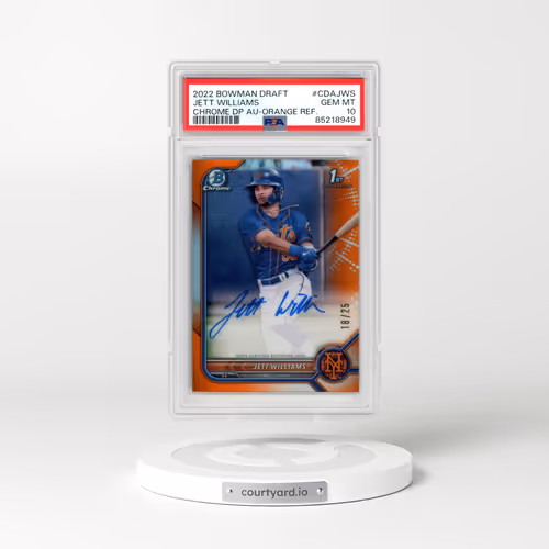 2022 Bowman Draft Chrome Draft Pick Autographs #CDAJWS Jett Williams - Orange Refractor (PSA 10 GEM