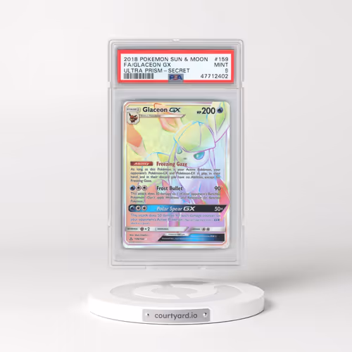 2018 Pokémon Sun & Moon Ultra Prism #159 Glaceon GX - Holo Full Art Secret (PSA 9 MINT)