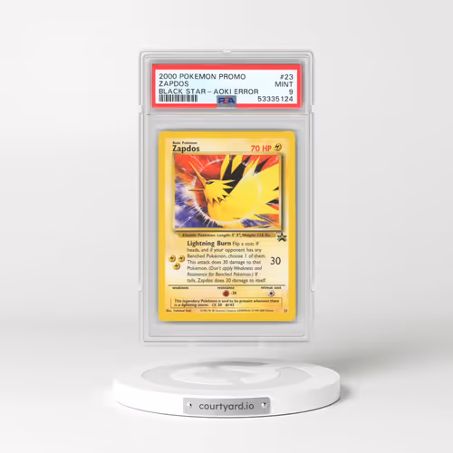 2000 Pokémon Promo Black Star #23 Zapdos - Toshinao Aoki Error (PSA 9 MINT)