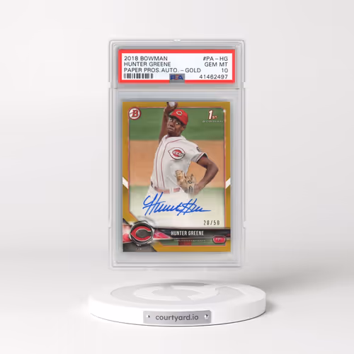 2018 Bowman Paper Prospects Autographs #PA-HG Hunter Greene - Gold (PSA 10 GEM MINT)