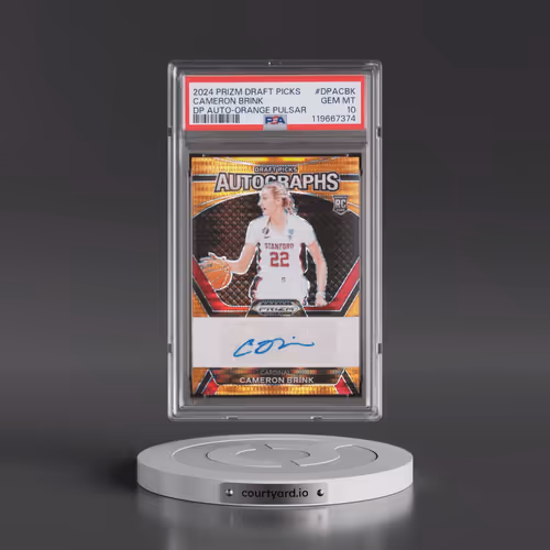 2024 Panini Prizm Draft Picks Draft Picks Autograph #DPACBK Cameron Brink - Orange Pulsar (PSA 10 GE