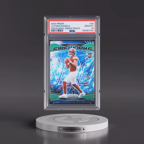 2024 Panini Prizm Fireworks #24 Jayden Daniels - Green Prizm (PSA 10 GEM MINT)