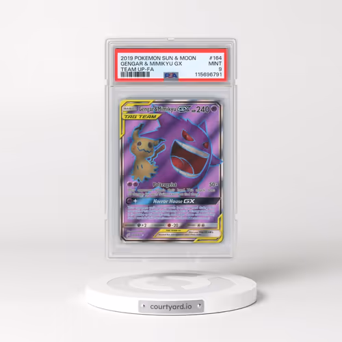 2019 Pokémon Sun & Moon Team Up #164 Gengar & Mimikyu GX - Holo Full Art (PSA 9 MINT)