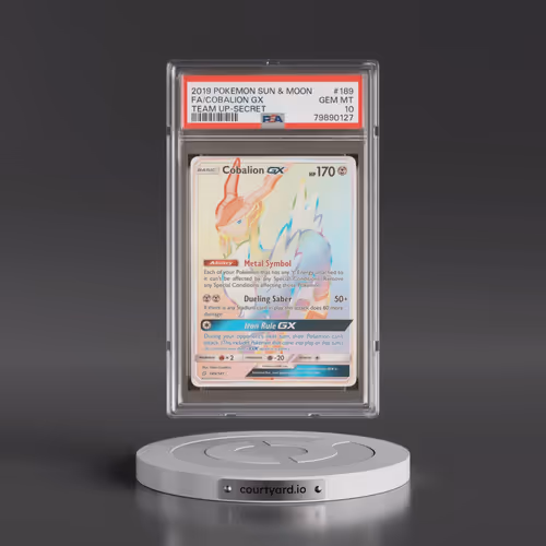 2019 Pokémon Sun & Moon Team Up #189 Cobalion GX - Holo Full Art Secret (PSA 10 GEM MINT)