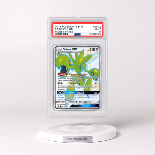 2019 Pokémon Sun & Moon Hidden Fates #SV72 Scizor GX - Holo Full Art (PSA 9 MINT)