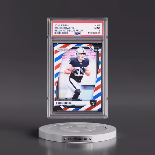 2024 Panini Prizm #315 Brock Bowers - Red/White/Blue Prizm (PSA 9 MINT)